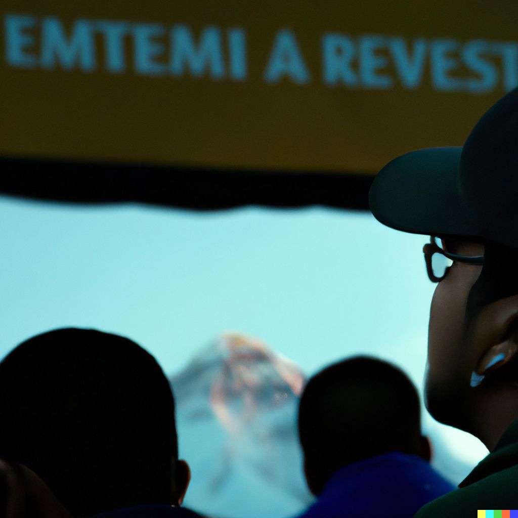 someone gazing at Mount Everest at a music concert